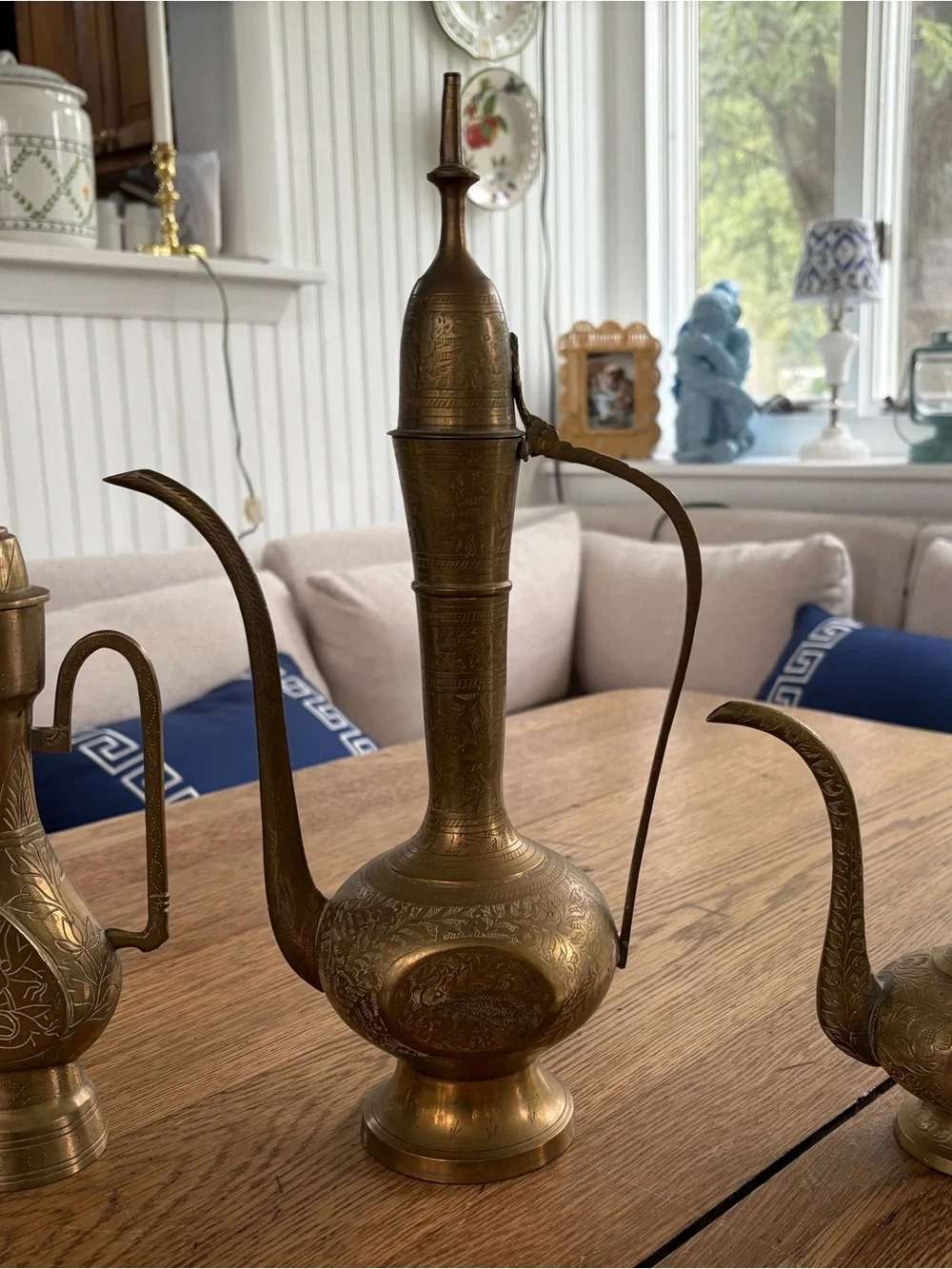 Ornate Brass Ewer Pitcher Vase – Antique-Style Decorative Accent (Brass)